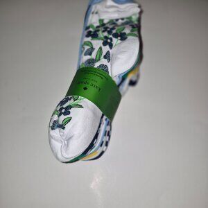 KATE SPADE - 10 Pairs Pack of Short Crew Socks NEw women assorted blue flowers